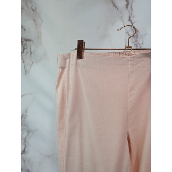 J Jill Pant Women Medium Petite Pink Linen Pull On Minimal Crop Capri Elastic - Picture 2 of 9